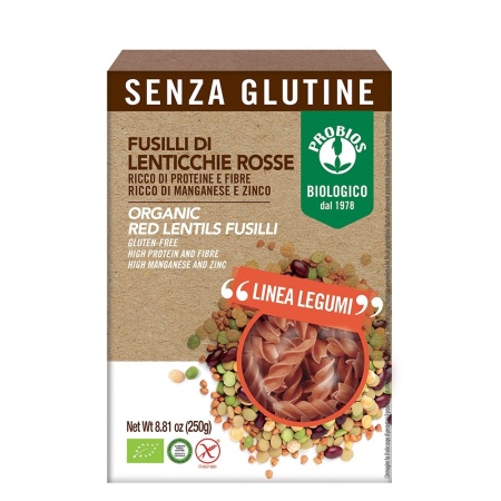 Fusilli din linte rosie 250g