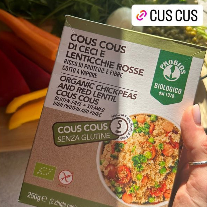 Cuscus fara gluten, proteic din naut si linte rosie.