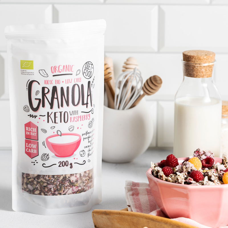 Keto Granola bio cu zmeura 200g